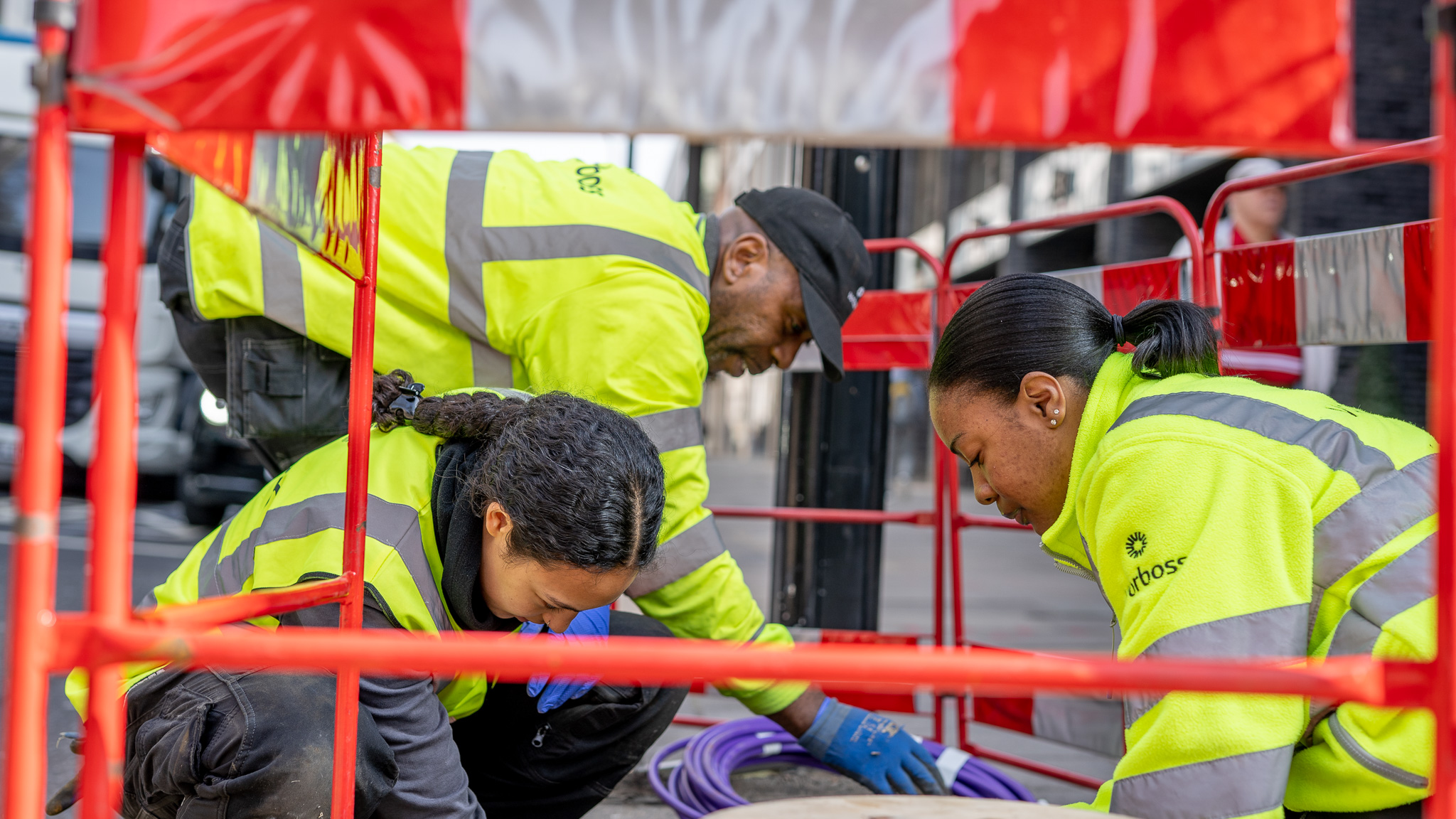 Construction workers working